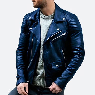 Leren bikerjack voor heren met een stoer design, ideaal voor herfst- en winterdagen.